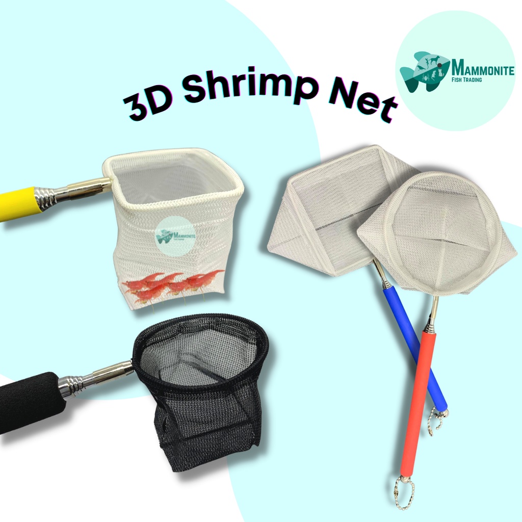 Aquarium 3D Shrimp Net Round Square Fish Net Retractable | Shopee ...