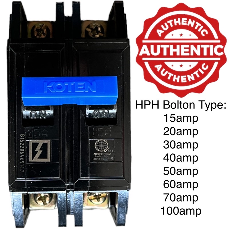 BOLTON Koten Circuit Breaker 15, 20, 30, 40, 50, 60, 70, 100amphere