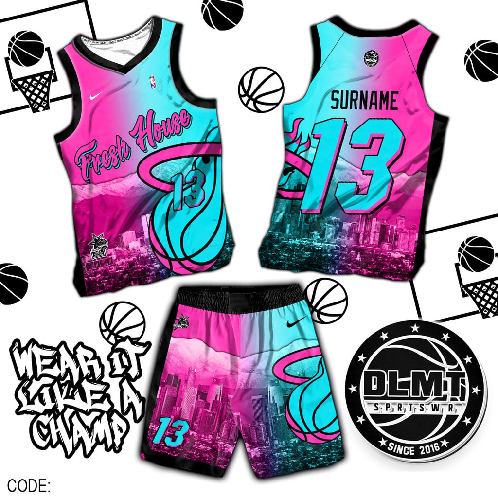 Basketball Jersey PINK & BLUE OMBRE CODE DLMT149 FULL SUBLIMATION