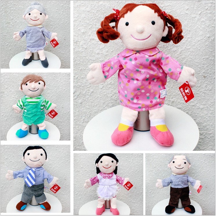 35cm family open mouth puppets kindergarten show mom dad ventriloquist