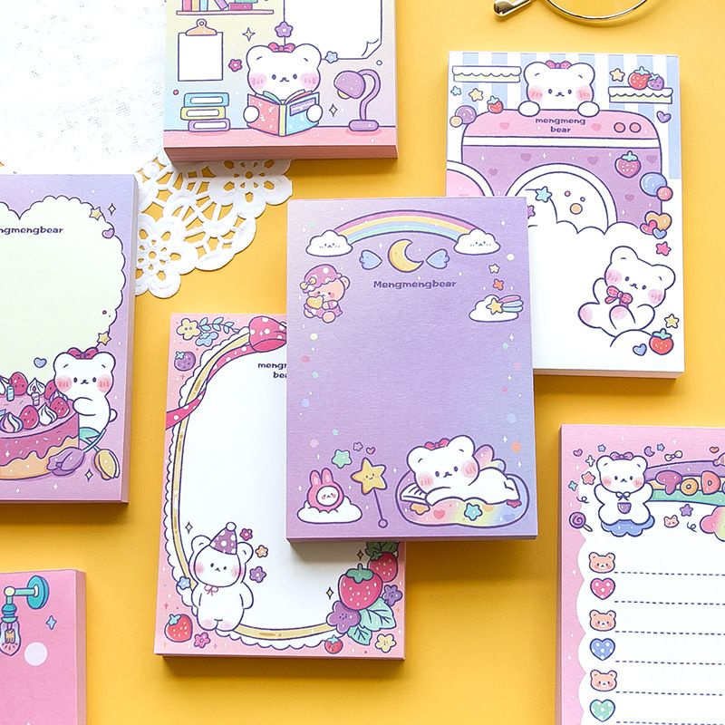 Set of 100 super cute rainbow bear notepads | Shopee Philippines