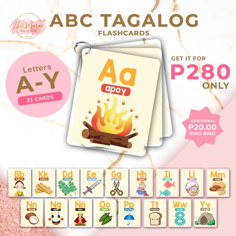 Le Marae Shop - Laminated Flashcards ABAKADA | Shopee Philippines