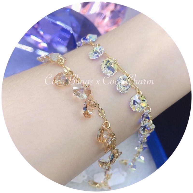 [10 Colors] Swarovski octagon charm bracelet (NO BOX INCLUDED) | Shopee ...