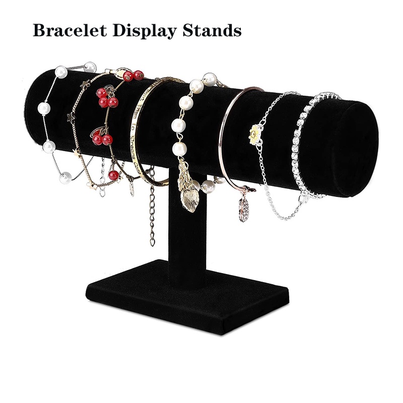 Black Velvet T-Bar Rack Jewelry Display Stands Watch Necklace Bracelet ...
