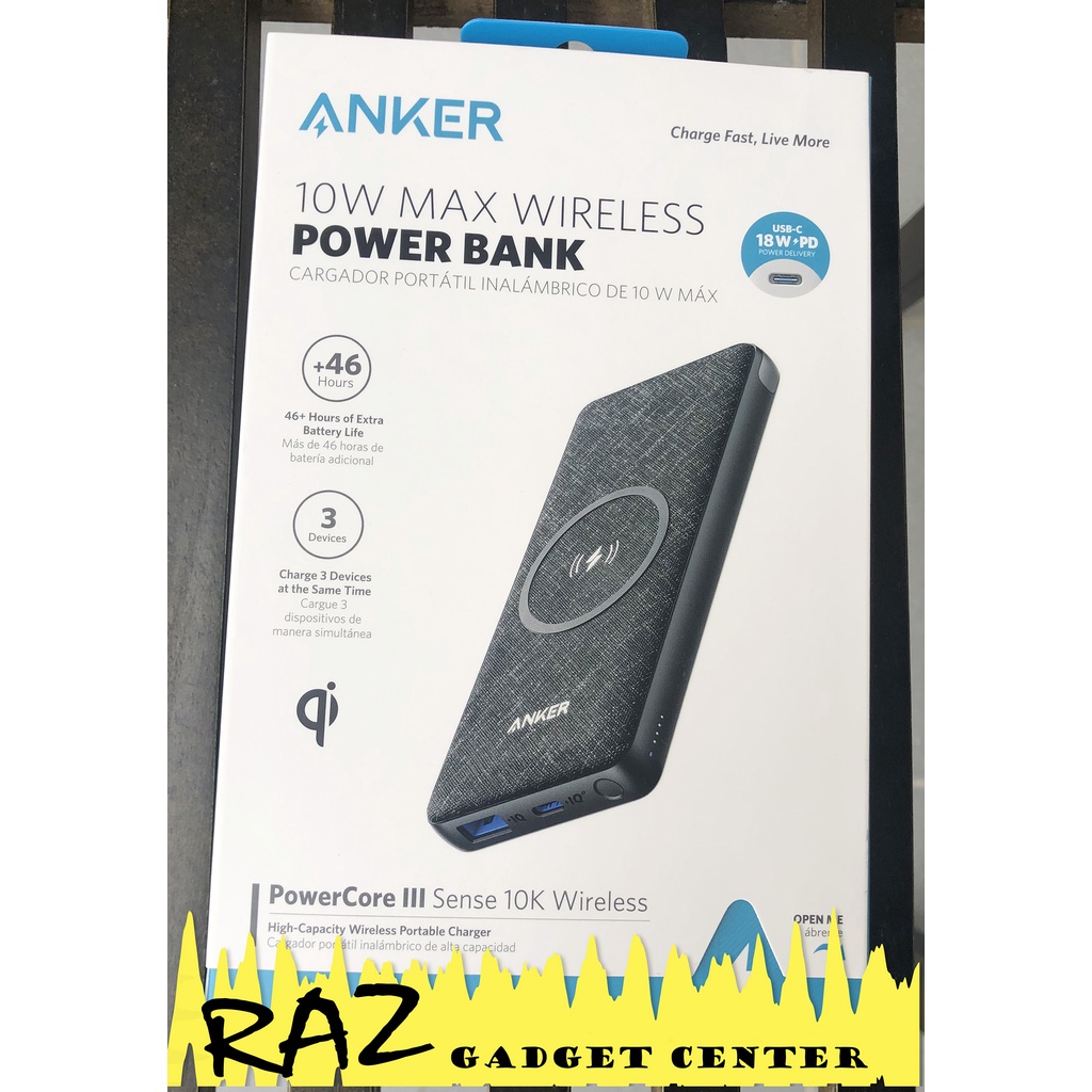 Anker PowerCore III Sense 10K Wireless Power Bank 10 Watts Wireless, 18 Watts Wired Shopee
