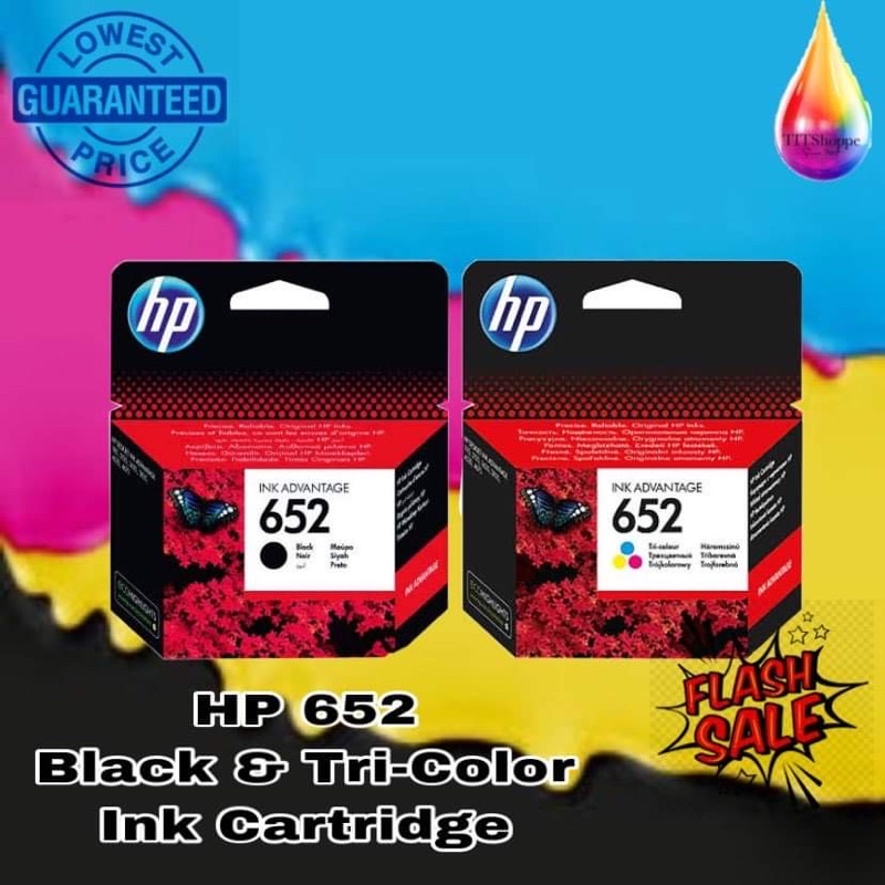 Genuine HP 652 Black or Colored Ink Cartridge | Shopee Philippines