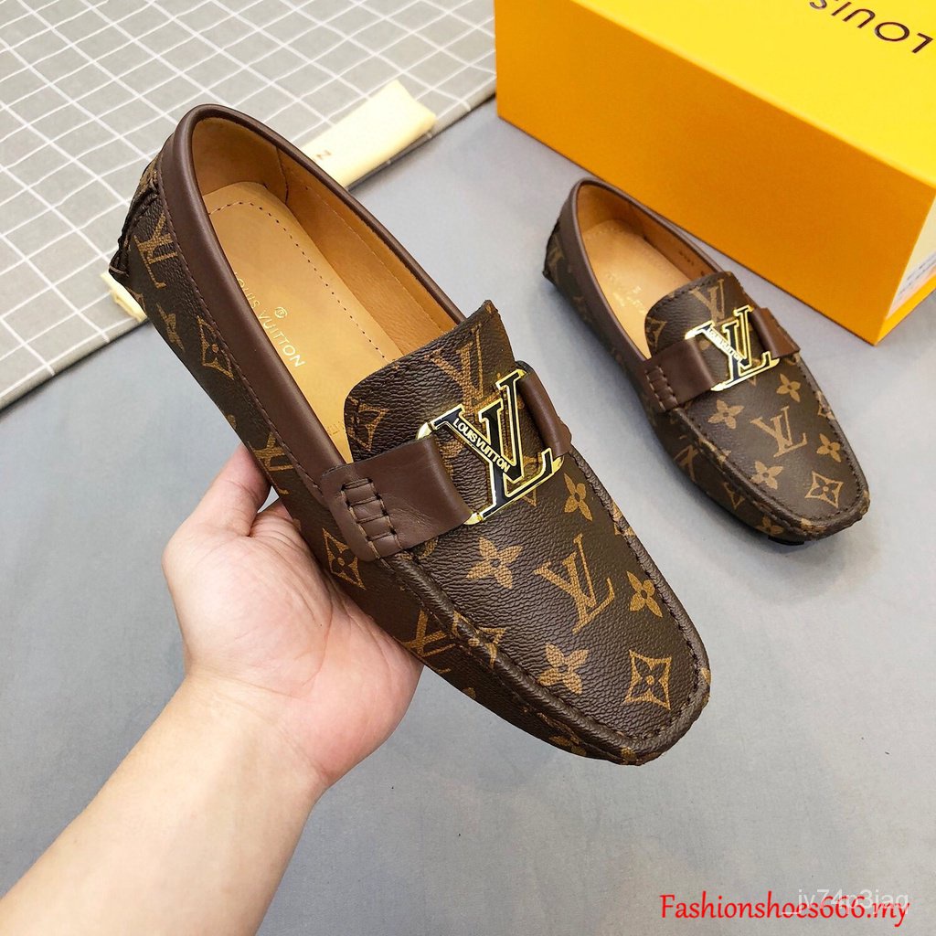 Printed Party Wear Louis Vuitton Brown Faux Leather Men's Loafers