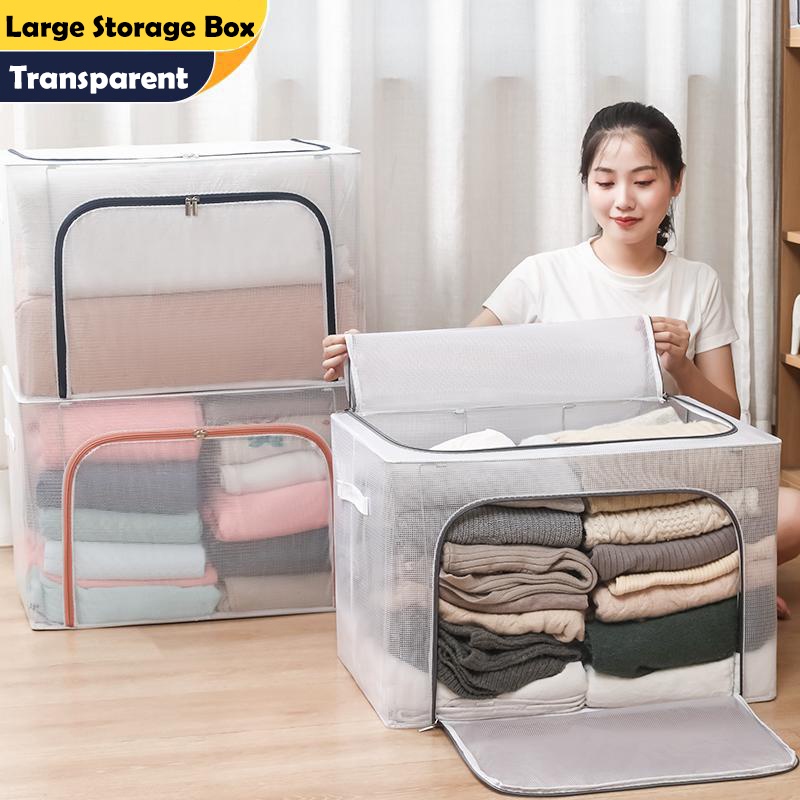 66L/100L New PVC Transparent Steel Shelf Storage Box Waterproof ...