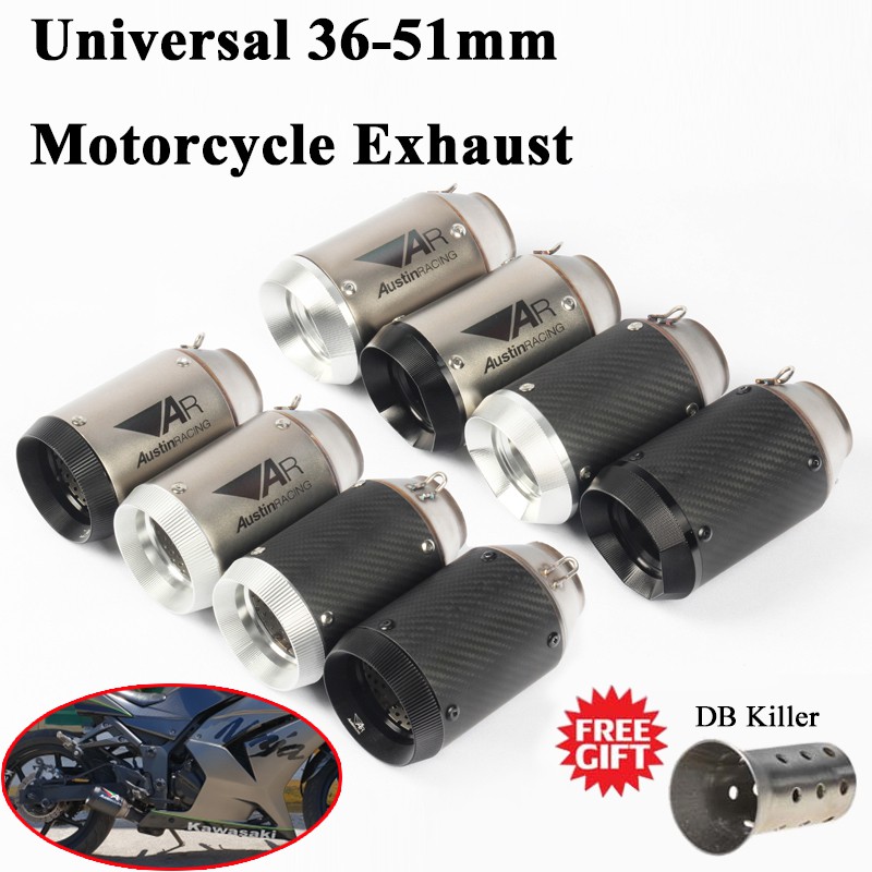 Universal 36 51mm Motorcycle Ar Racing Exhaust Modified Carbon Fiber