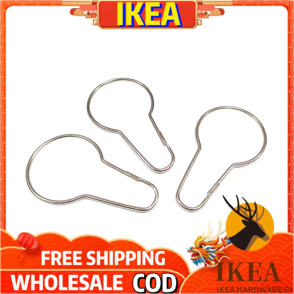 IKEA 3pcs Stainless Steel Rings with Clips for Bathroom Rods Shower ...