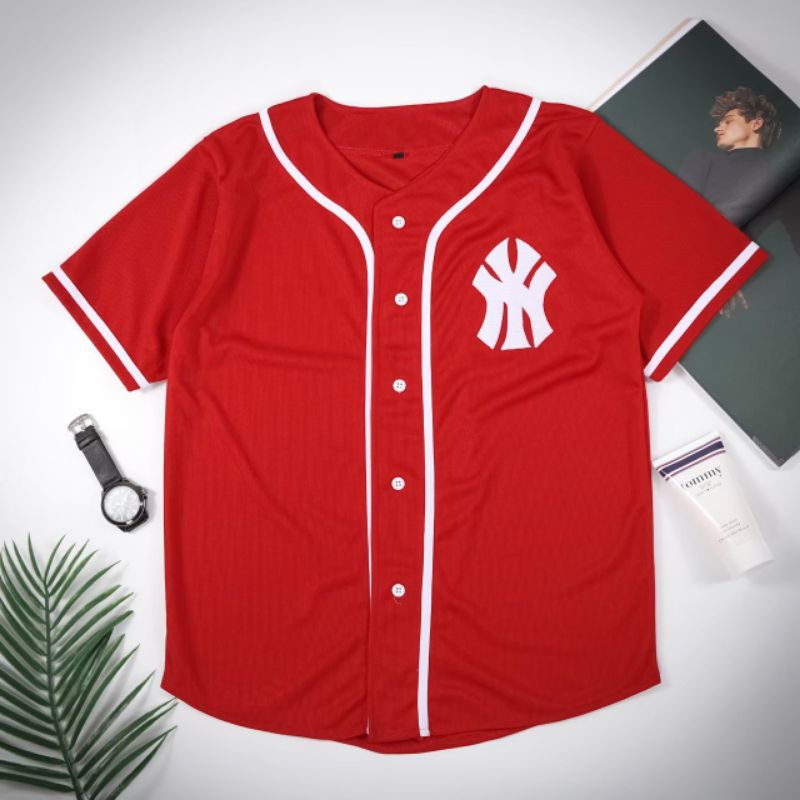 red baseball jersey