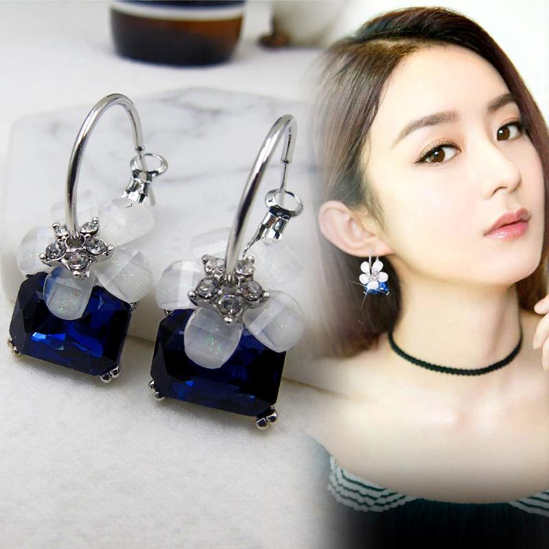 Trend Jewelry Crystal Cherry Blossom Earrings | Shopee Philippines