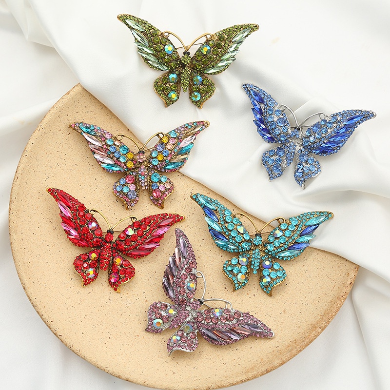 Fashion Colorful Rhinestone Butterfly Brooch Wedding Crystal Rhinestone ...