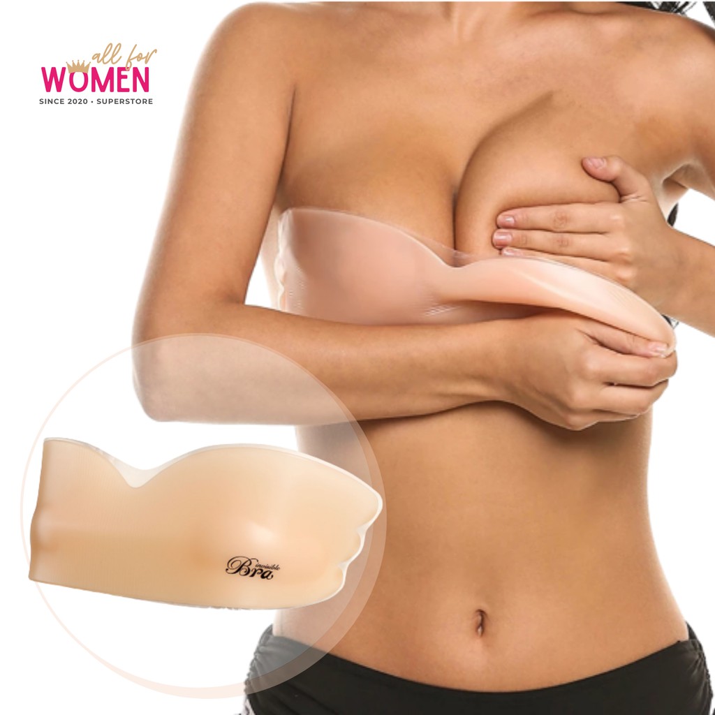 Women Thin Invisible Lift Sticky Bra Breathable Strapless Front Button Bra  Push Up Silicone Bras