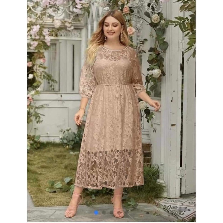 PLUS SIZE SEMI FORMAL LACE DRESS SEMI FORMAL DRESS OOTD FORMAL DRESS SIMPLE ELEGANT LACE DRESS Shopee Philippines