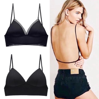 Backless Bra Lace Deep U Low Back Bralette Thin Cup Bra Halter Soft  Seamless Elastic Underwear Tank Tops