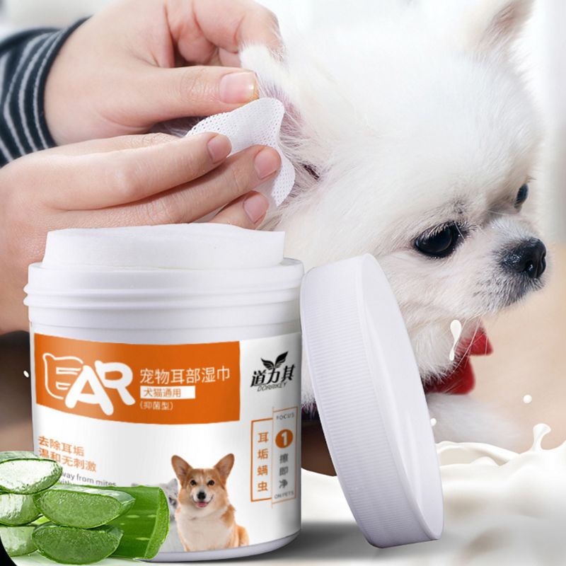 200pcs Dog Cat Earwax Clean Ears Odor Remover Pet Ear Wipes Pets