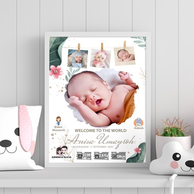 Biodata Baby Photo Frame Print Glass Frame / Photo Frame Photo Frame ...