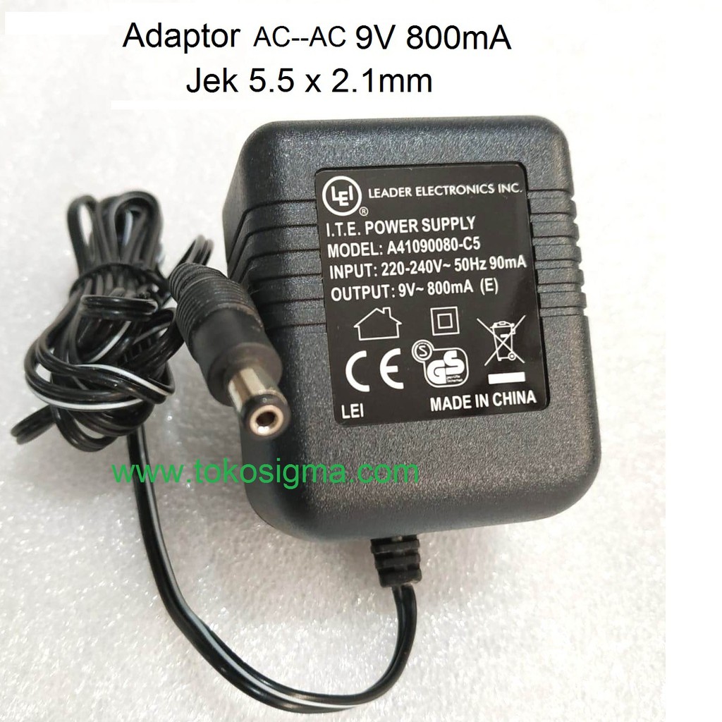 Adapter AC to AC 9 V 0.8A Jack 5.5x2.1mm power supply Adapter 9V 800mA ...