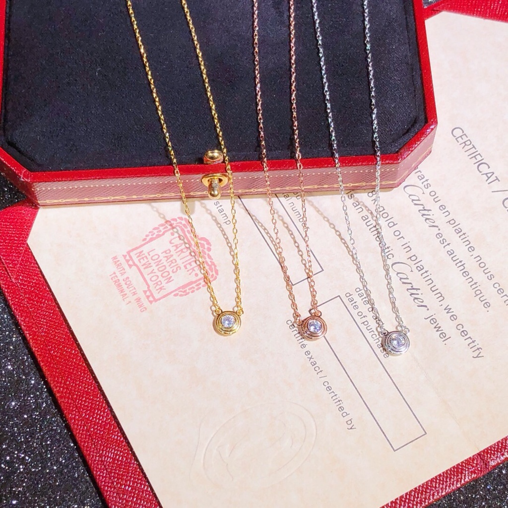 Fashion Jewelry Classic Threaded Single Diamond Necklace Simple Three ...