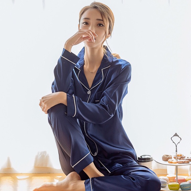 KOREAN STYLE SILK LONG SLEEVE PAJAMA TERNO