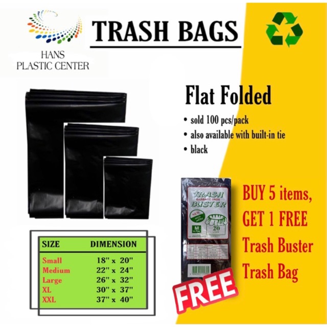 Trash Bag Garbage Bag (100 pcs/pack) Black/Yellow/Green/Clear | Shopee ...