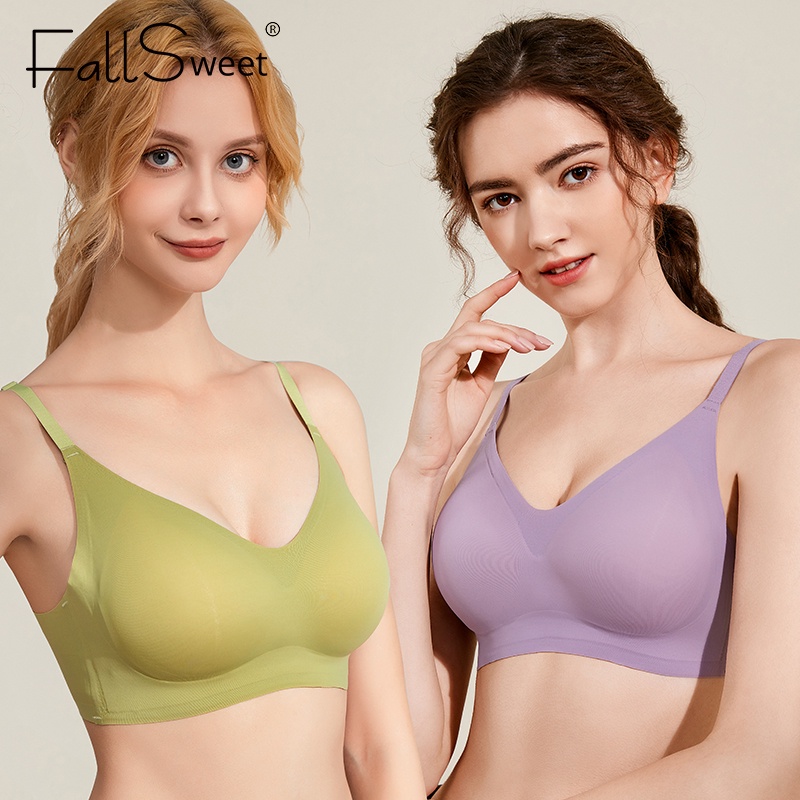 Fallsweet Plus Size Latex Bra Seamless Bras For Women Push Up Bralette With Pad Vest Top Bra S 3720