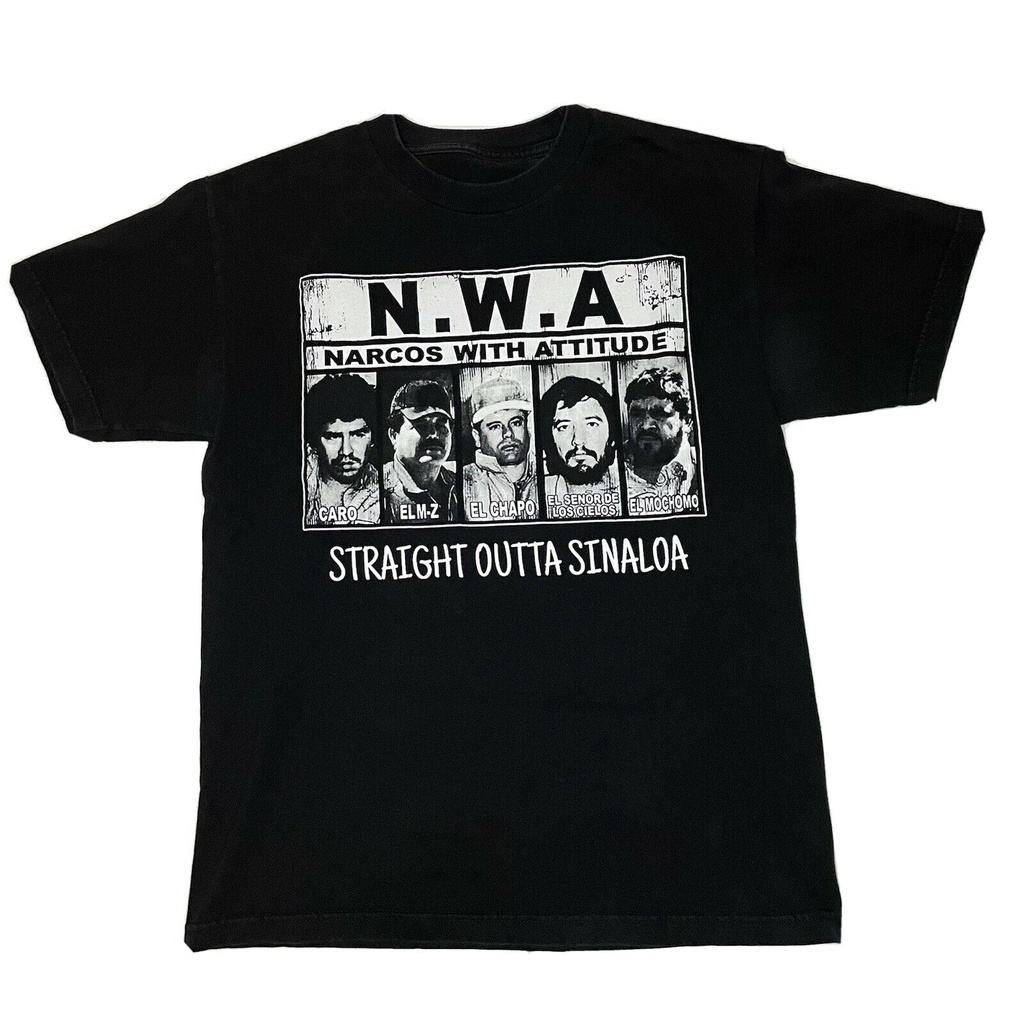 Nwa Narcos With Attitude Mens Black T Shirt M Straight Outta Sinaloa El ...