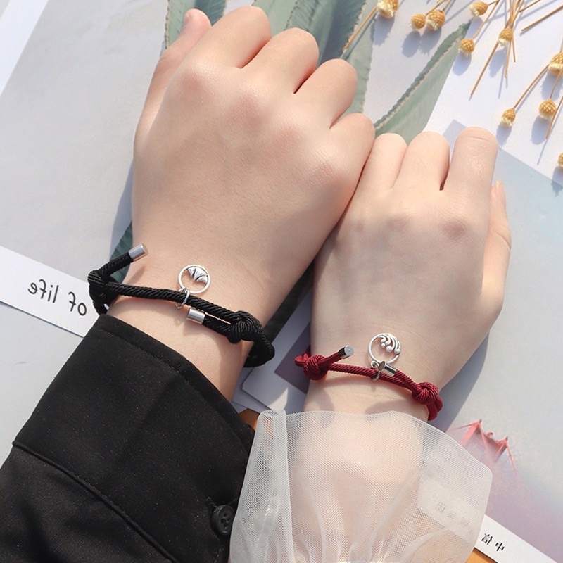2Pcs Magnetic Couple Bracelet Love Friendship Rope Braided Distance Paired  Jewelry Lover Gift