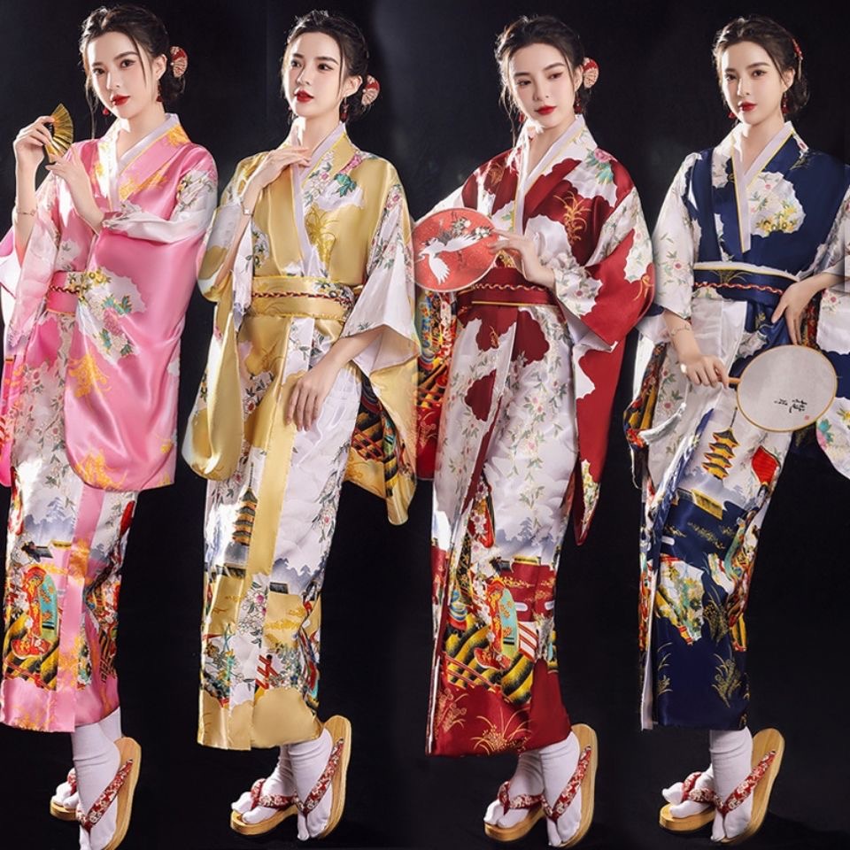 Women Traditional Japanese kimono female Japanese style dress steaming hall yukata cos photography photo stage costume