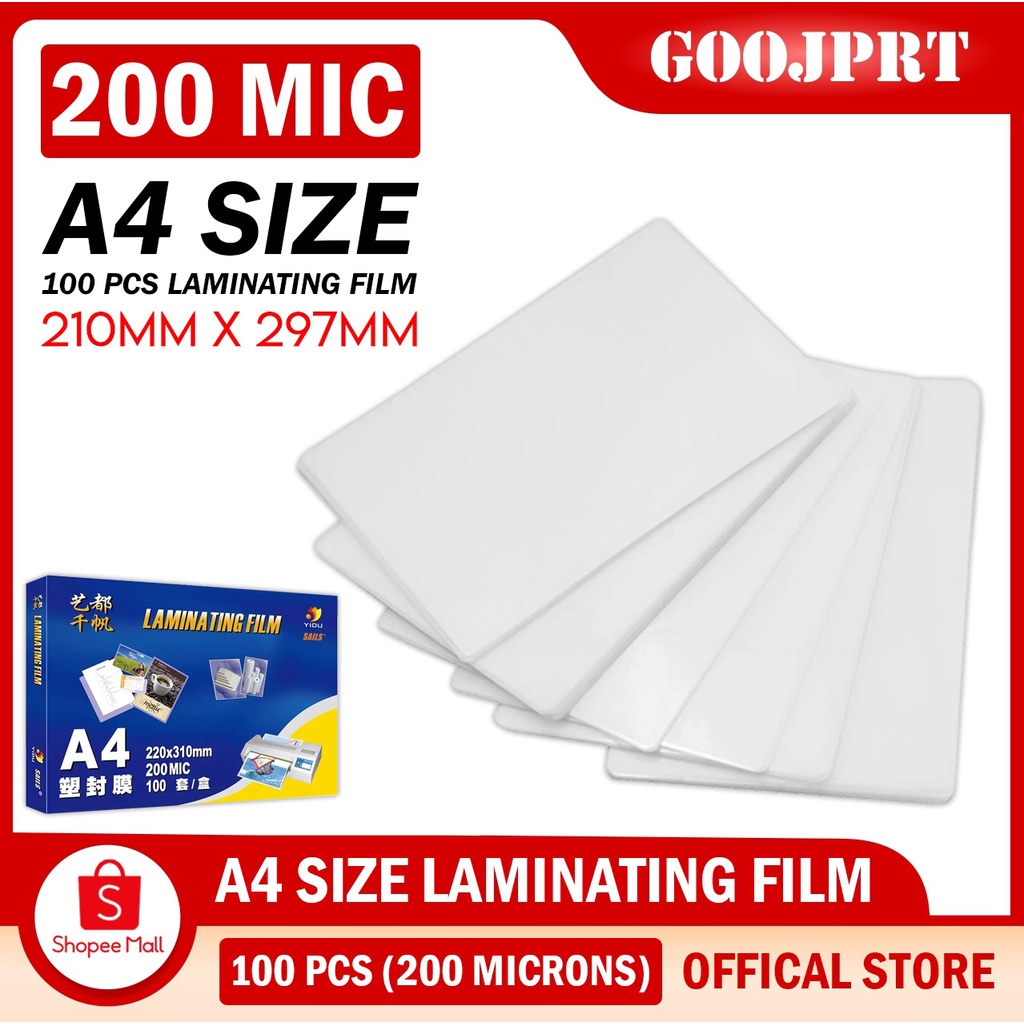 GOOJPRT 100pcs YIDU A4 Laminating Film ( 55 100 125 200 MICRONS