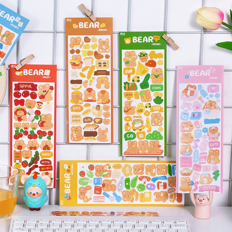 Bear Daily Series Journal Sticker Cute Animal Decoration Journal ...