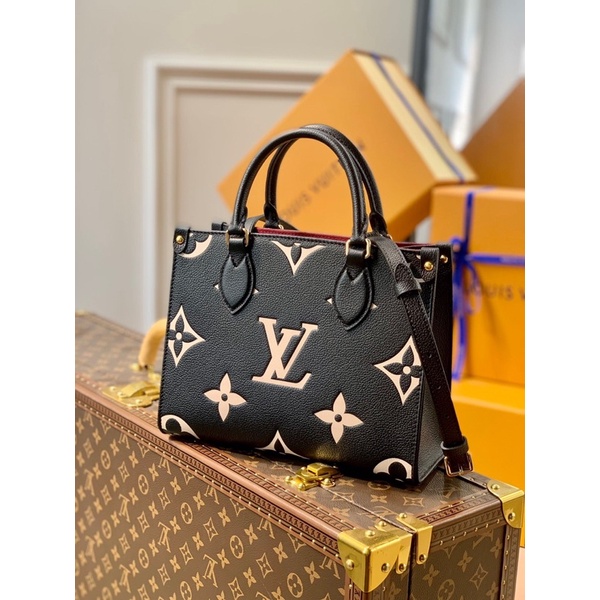 Louis Vuitton Onthego PM Black/Beige in Cowhide Leather with Gold-tone - US