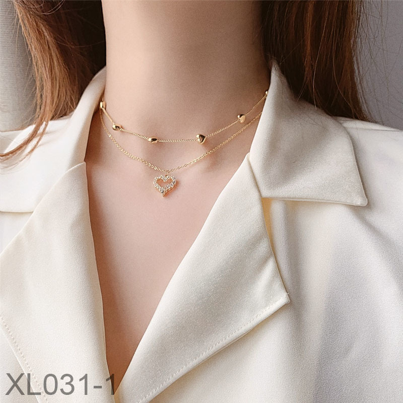 Korea 14K Gold Plated Multilayer Necklace for Women Fashion Jewelry