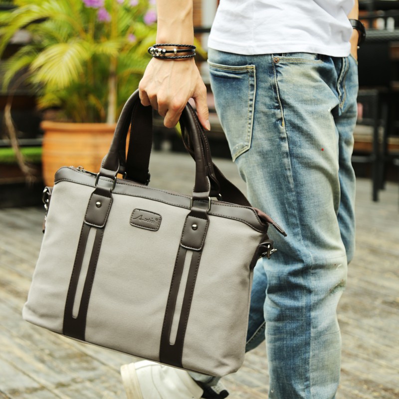 Men Canvas tote Bag Business shoulder Bag laptop bag