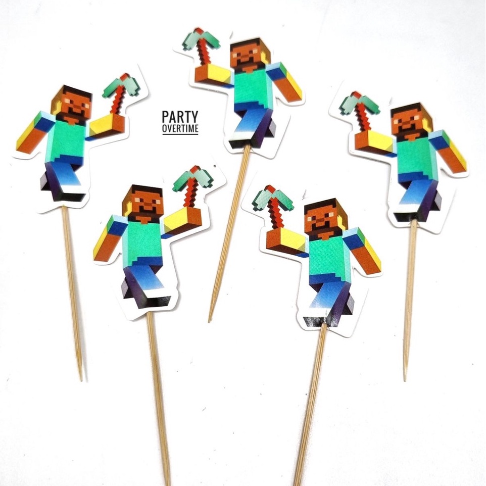 24 pcs Minecraft Character Cupcake Cake Topper Birthday Christening ...