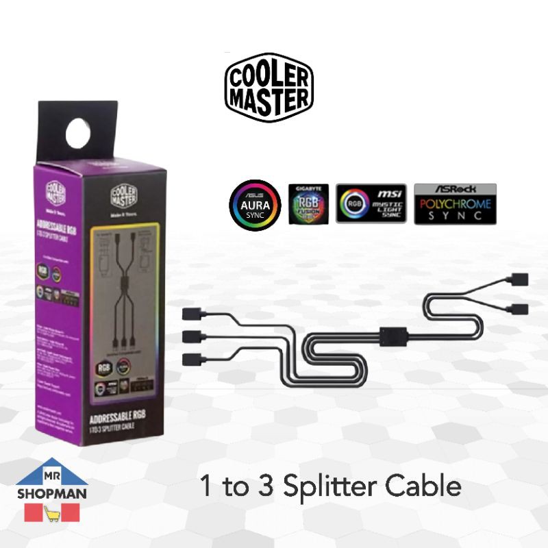 GINTOOYUN 2 Pcs RGB Fan Splitter Cable 4-Pin Commander