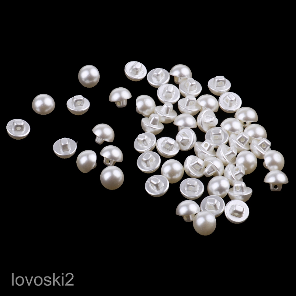 50 Piece Faux Pearls Button with Shank for Crafting Sewing Scarpbooking ...