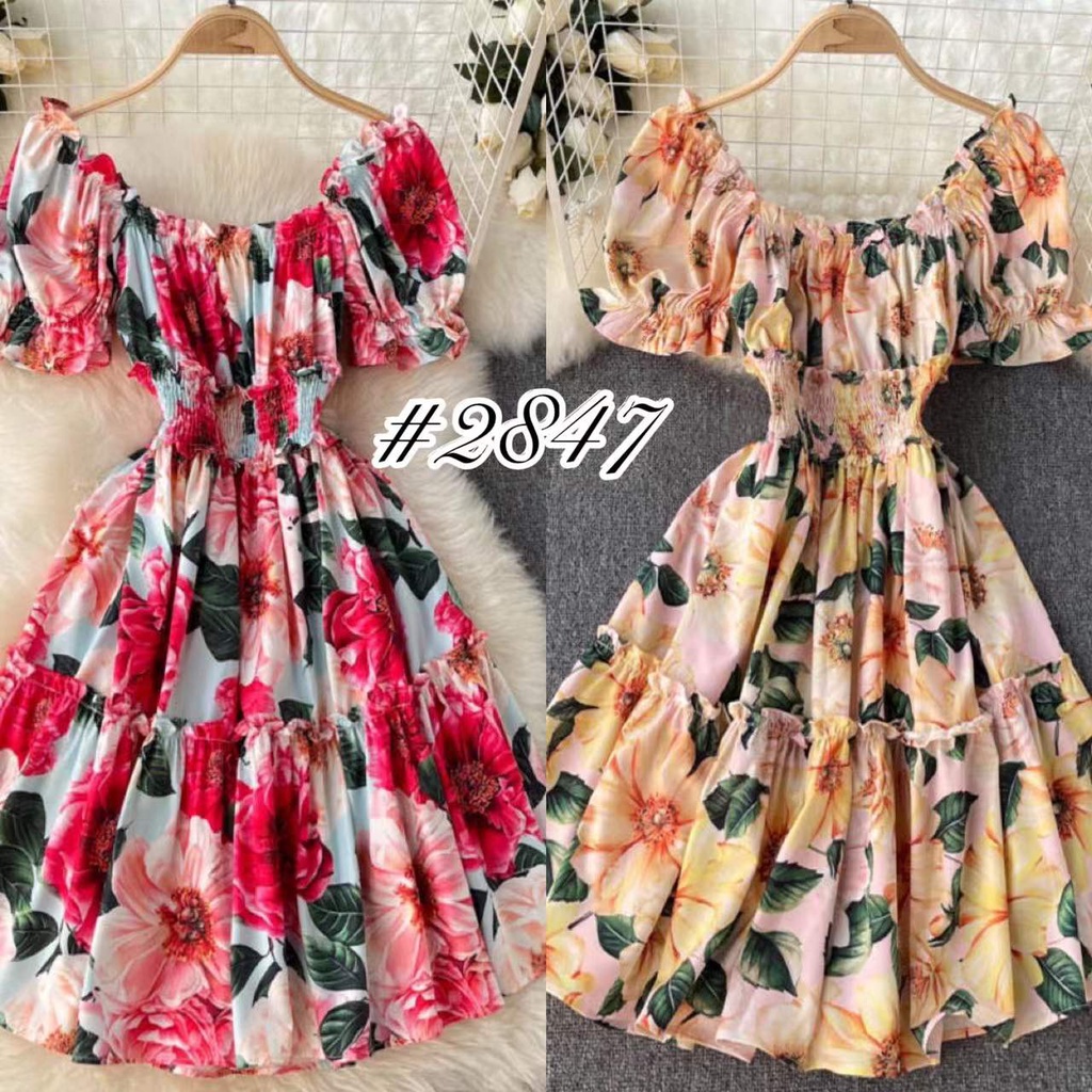 Elegant Korean Fashion Floral Print Shirt Dress for Women