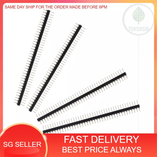 Pin Header 2.45mm Pitch 40 Pin Position Single Row Round Male Pin ...