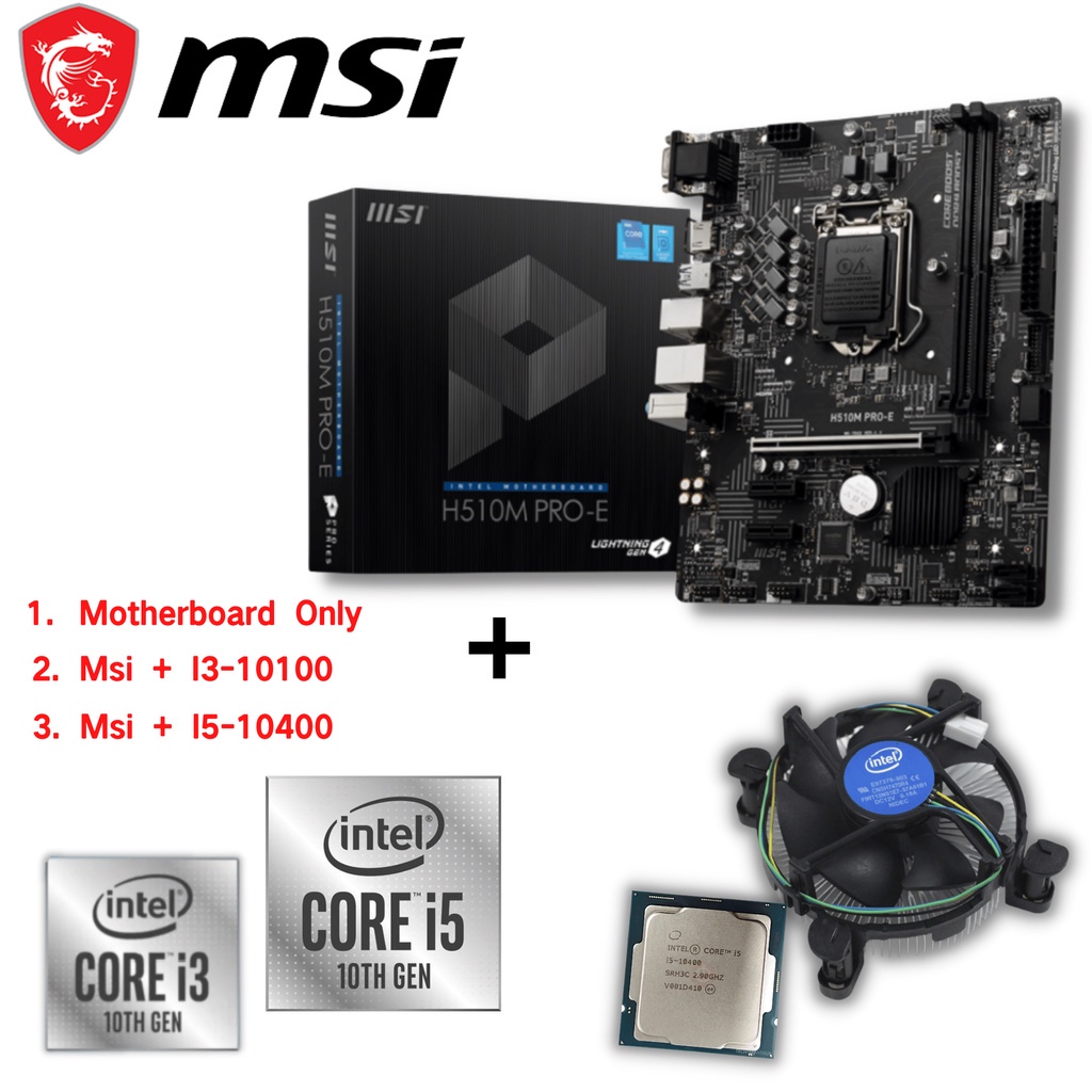 MSI H510M PRO E Motherboard And Bundle Combo Intel® i310100 And i5