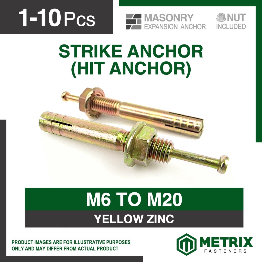 110pc Strike Anchor / Hit Anchor / Nail Drive Expansion Anchor 6MM 8MM 10MM 12MM 16MM 20MM