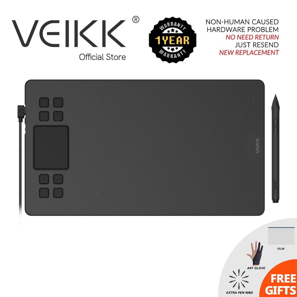 VEIKK A50 Drawing Tablet 10*6 inch Pen Tablet with Batter Free Pen ...