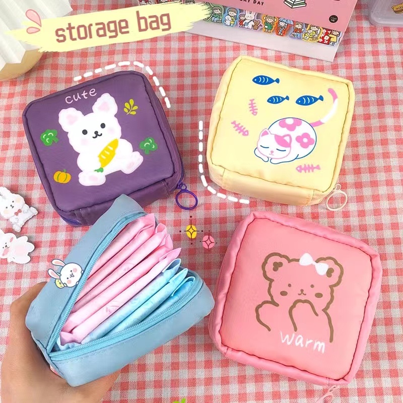 Sanitary Napkin Storage Bag Big Capacity Cartoon Cute Pouch | Shopee ...