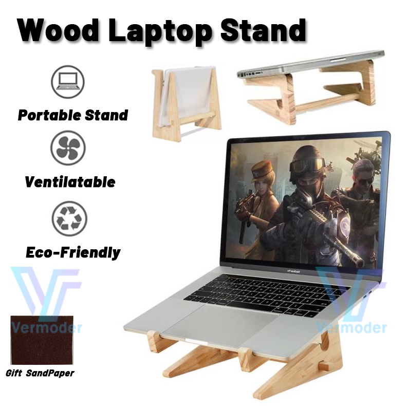 Wooden Laptop Stand Cooling Bracket Monitor Stand Wood Laptop Stand
