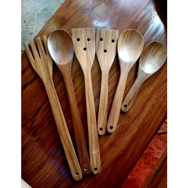 6 Pcs Wooden Spatulas Set Magkuno Iron Wood Sold Per Set Shopee