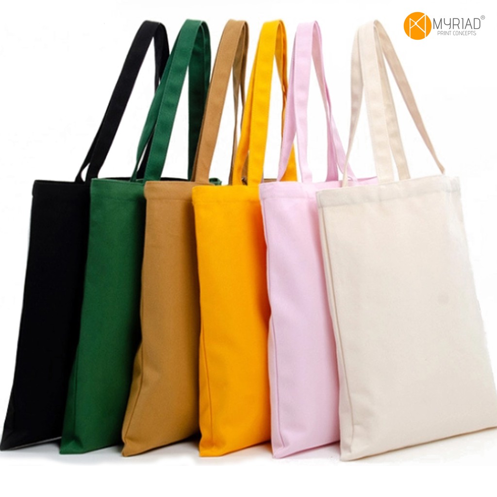 MYRIAD Quality Woven Fabric Plain 15x13 Tote Bags 12 COLOR OPTIONS