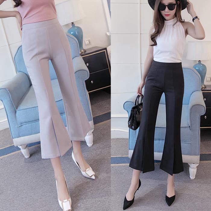 Suit pants women's thin high waist slit microflare slim fit thin