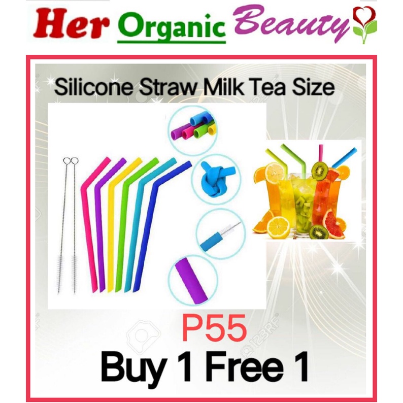 (Buy 1 Free 1)Silicone Reusable Milk Tea Straw Eco Friendly. | Shopee ...