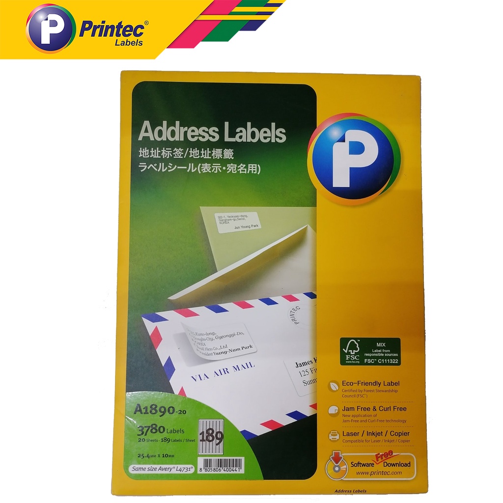Printec Address Labels 20'S | Shopee Philippines